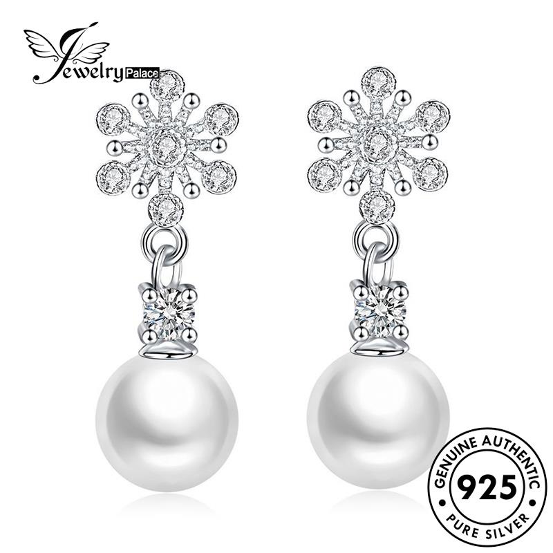 Jewelrypalace Pearl Stud Wanita Simple925Mutiara Asli Anting Perak E551