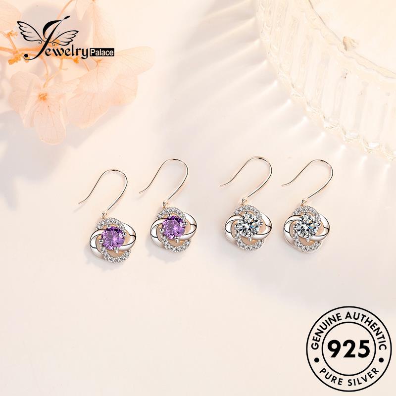 Jewelrypalace Anting Semanggi Beruntung Perak Kait925 Amethyst Asli Wanita E556