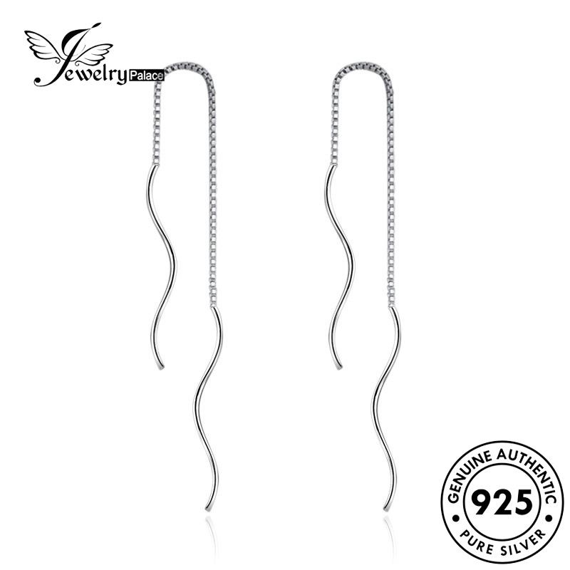 Jewelrypalace Anting Wanita925 Wavy Fringe Silver Drop Asli E660