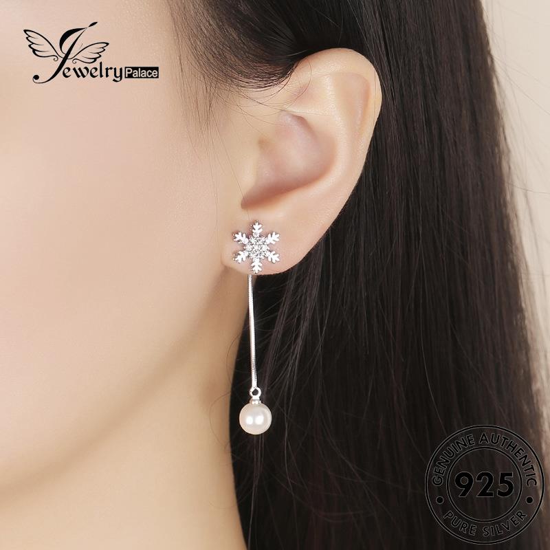 Jewelrypalace Wanita Asli Mutiara Anting Perak Snowflake Creative Stud925 E706