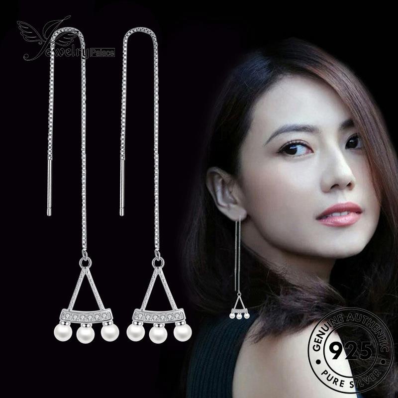 Jewelrypalace Wanita925 Anting Tusuk Mutiara Vintage Kipas Perak Asli E676