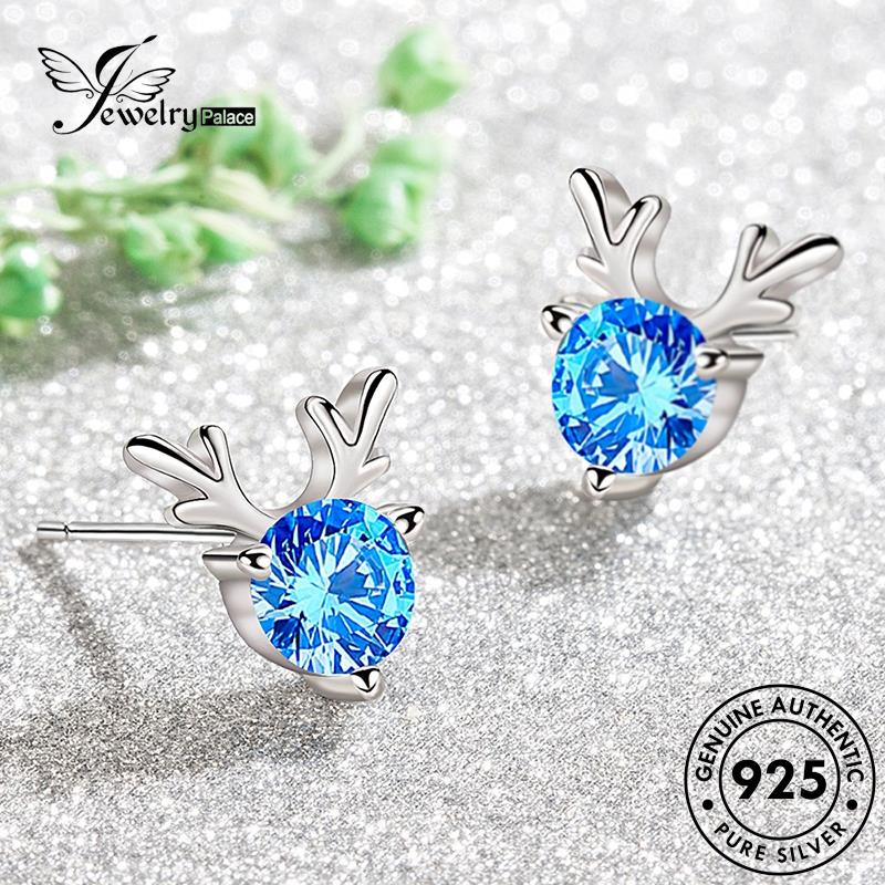 Jewelrypalace Tanduk Stud Wanita Sapphire Forest Asli925 Anting Perak E748