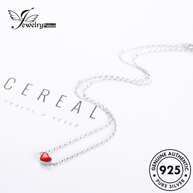 Jewelrypalace Creative Silver Asli Hati925 Wanita Kalung Merah N27