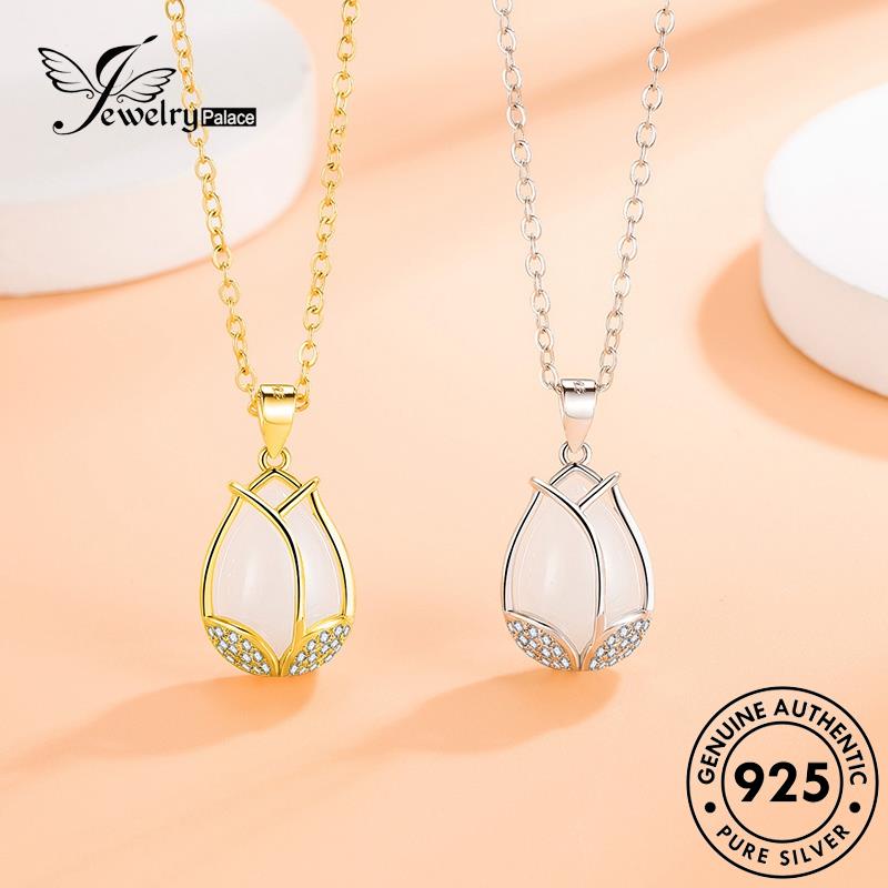 Tempat Perhiasanpajangan Wanita Fashion Emas Asli Silver Giok Tulip925 Kalung N197