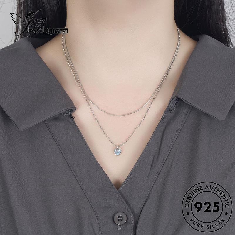 Jewelrypalace Kalung Bentuk Asli925Hati Manis Perak Moonstone Wanita N324