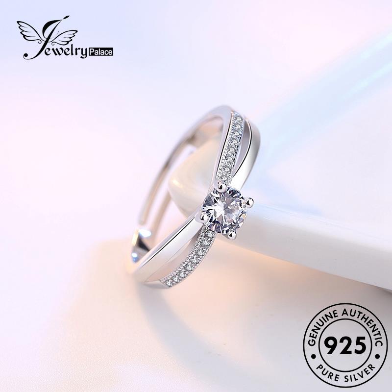 Jewelrypalace Original Cincin Moissanite Berlian Wanita Perak Silang925 Fashion R3