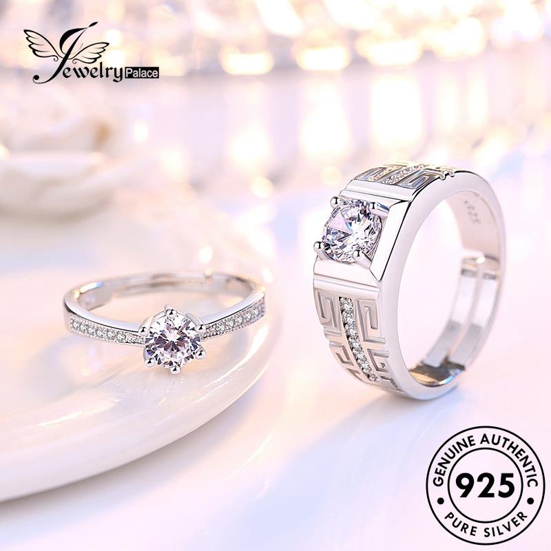 Jewelrypalace Perak925 Cincin Asli Fashion Moissanite Berlian Couple R47