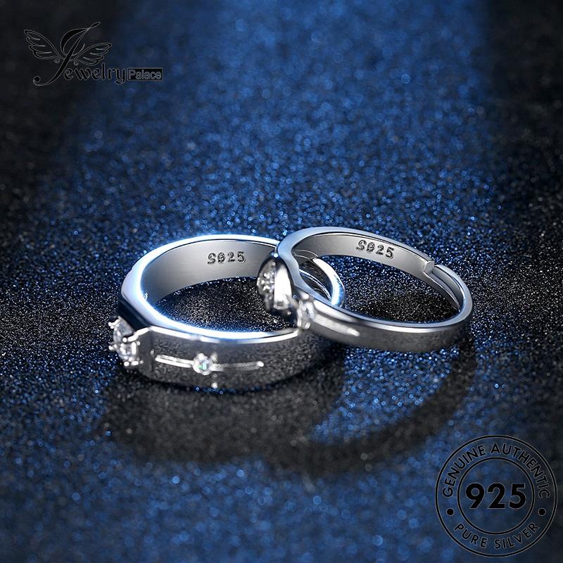 Jewelrypalace Moissanite Perak Asli Simple925 Cincin Perhiasan Berlian Couple M060