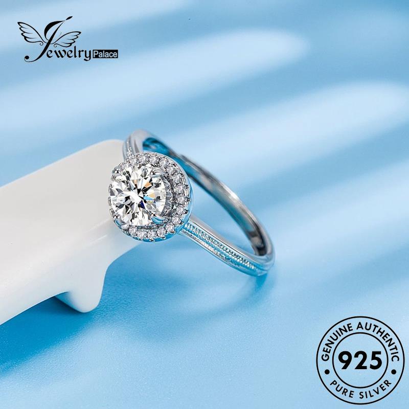 Jewelrypalace Cincin Moissanite Asli Wanita Perak Berlian Cakar Empat Bulat925 R141