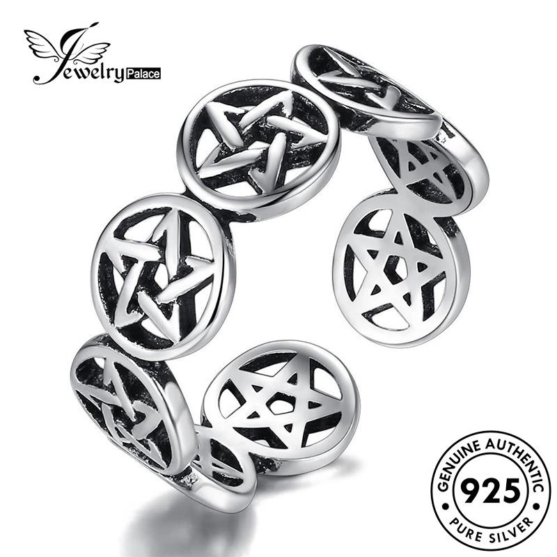 Tempat Perhiasan Wanita Stars Rings Perak Asli925 Retro R145