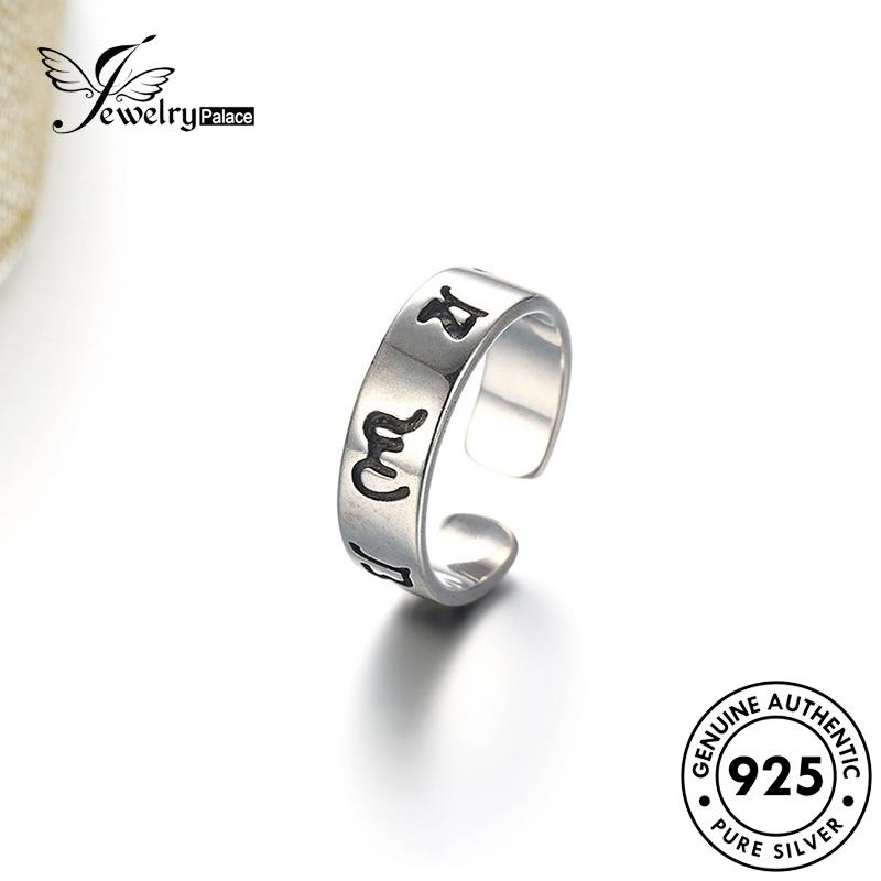 Jewelrypalace Original Cincin Enam Karakter Retro925 Mantra Perak Wanita R185