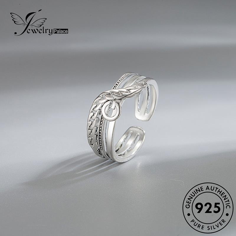 Tempat Perhiasan925Cincin Lebar Perak Vintage Rantai Wanita Asli R235