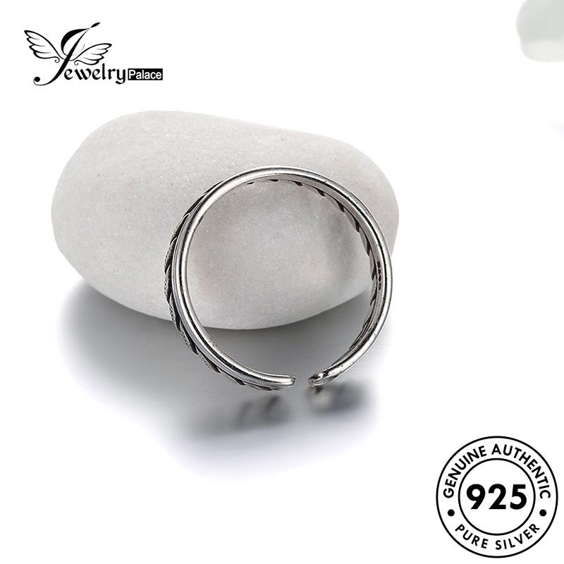 Tempat Perhiasan Cincin Perak Wanita Asli Tali Lilit925 Vintage R263