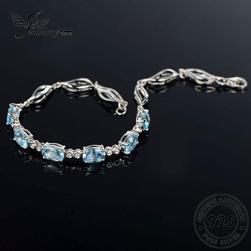 Jewelrypalace Mewah Perak925 Asli Aquamarine Gelang Wanita B30