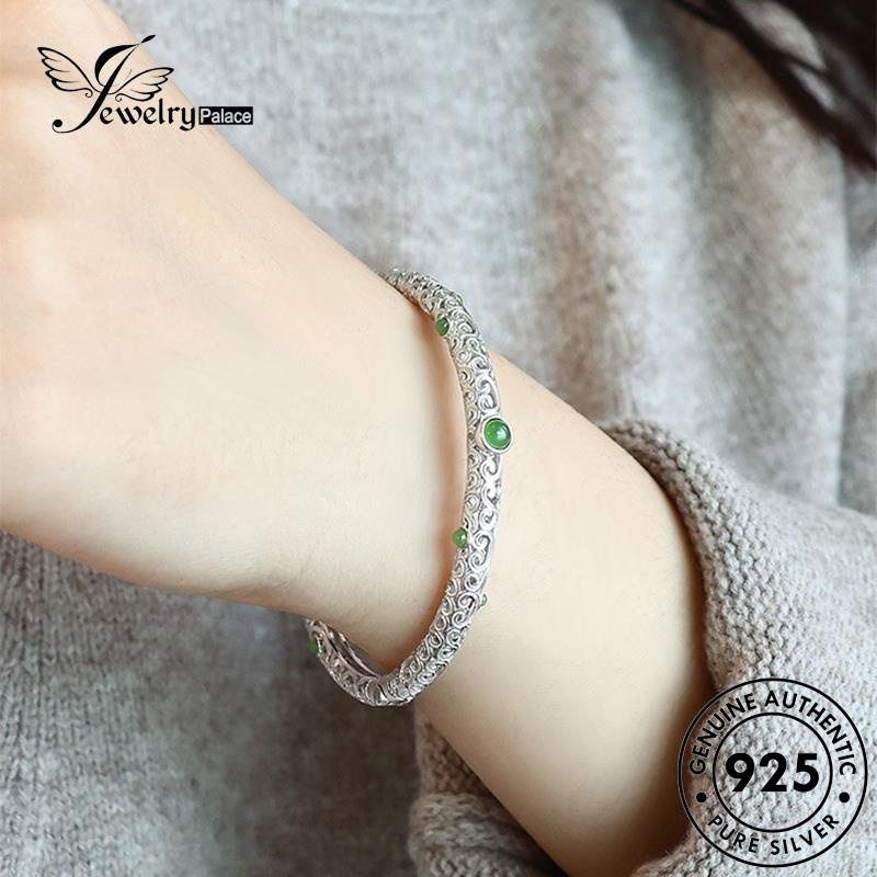 Jewelrypalace Style Gelang Emerald Perak Asli Wanita Sidang925 Emas B304