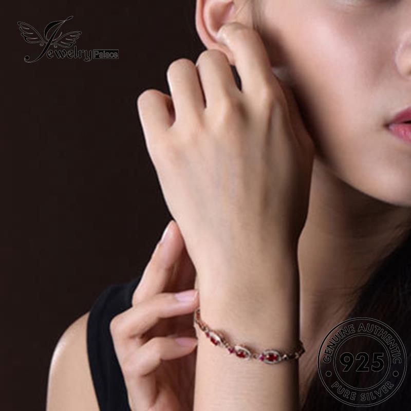 Jewelrypalace Noble Ruby925Gelang Perak Asli Wanita Gold B347