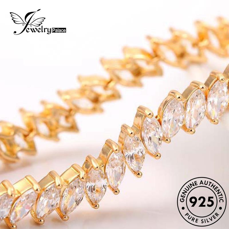 Jewelrypalace Mata Perak Wanita Asli925 Berlian Gelang Emas Kuda Moissanite B382