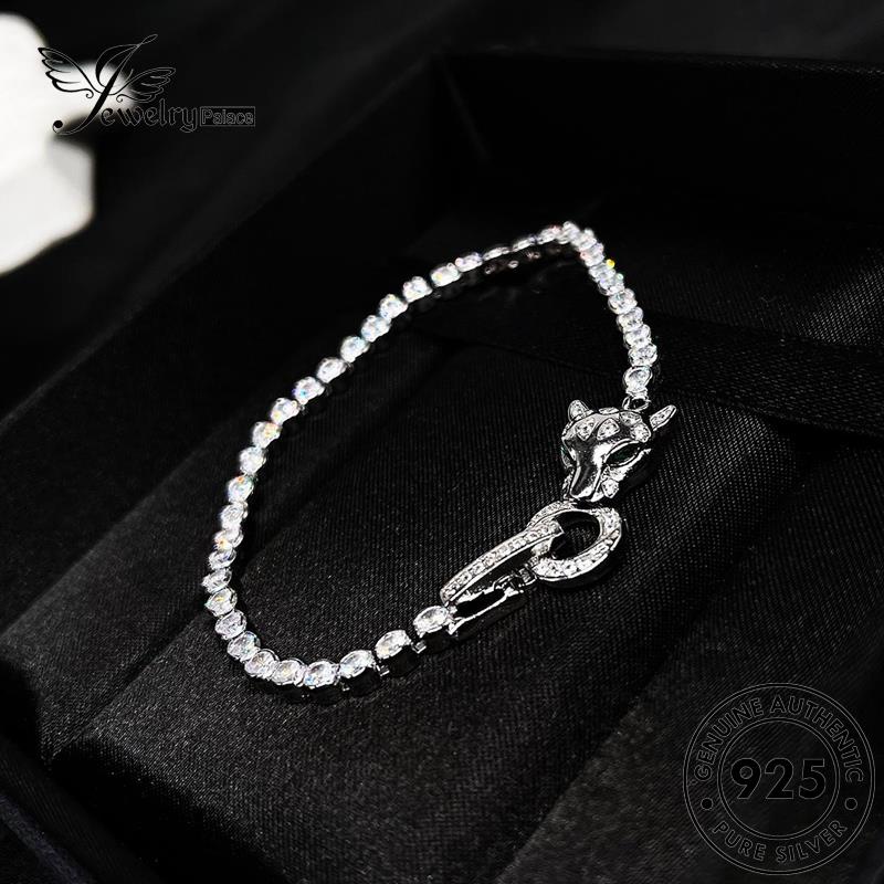 Jewelrypalace Asli925 Kepala Berlian Leopard Gelang Emas Moissanite Perak Wanita B533