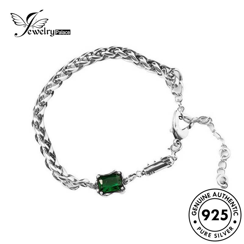 Jewelrypalace Gelang Berlian Zamrud Perak Wanita925 Vintage Square Asli B588