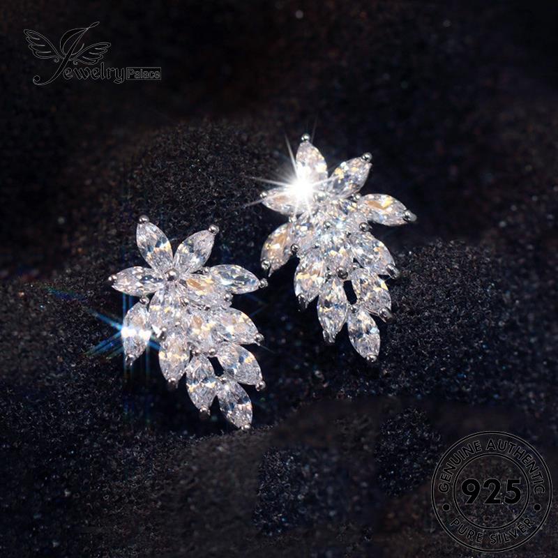 Jewelrypalace Perak Moissanite Wanita Daun Emas Asli Anting Tusuk925 Berlian E157