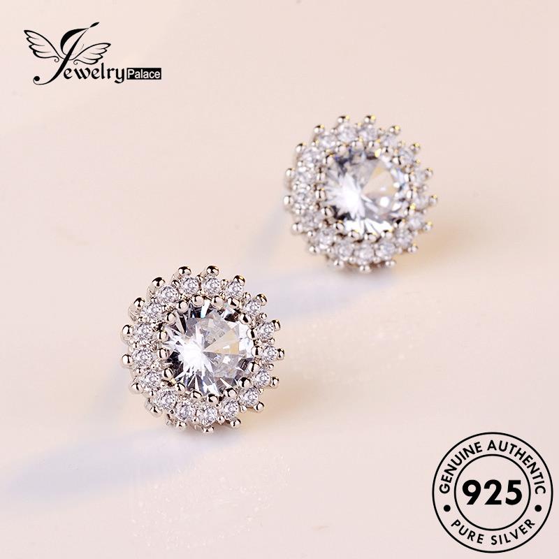 Jewelrypalace The Moissanite Perak925 Asli Berlian Anting Tusuk Wanita Bunga E518