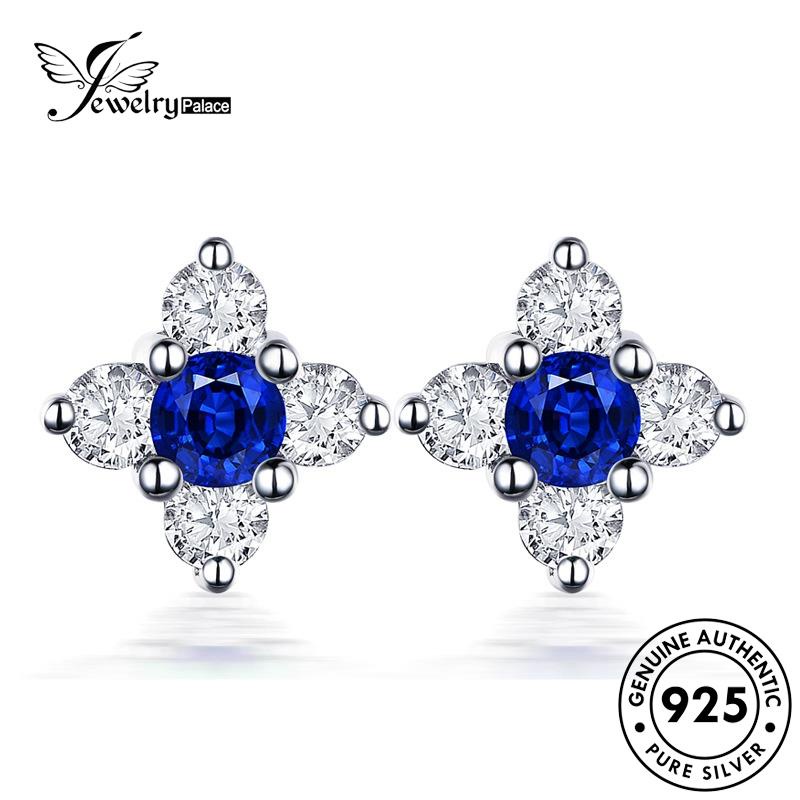 Jewelrypalace Bunga925 Anting Tusuk Wanita Asli Safir Perak The E607