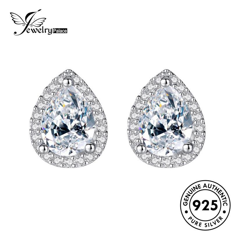 Jewelrypalace Anting Perak Asli Drop Berlian Moissanite Bentuk Wanita925 Stud E283