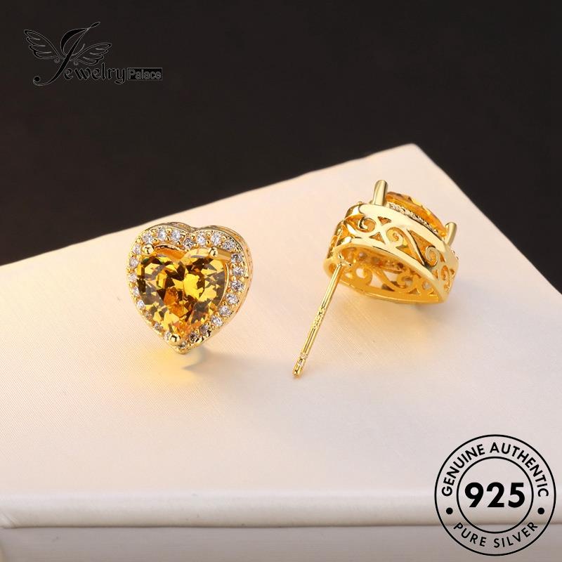 Jewelrypalace Anting Perak Citrine Stud Emas925 Wanita Asli E290