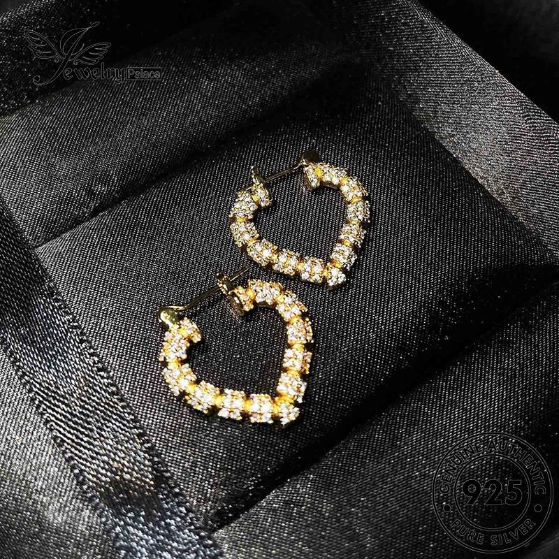 Jewelrypalace Hoop Anting Berlian Love Emas Wanita Moissanite Perak925 Asli E797