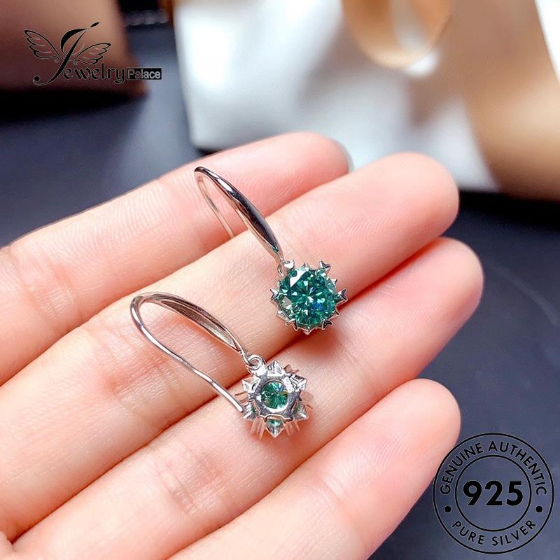 Jewelrypalace925 Moissanite Perak Wanita Snowflake Hook Anting Berlian Asli E819