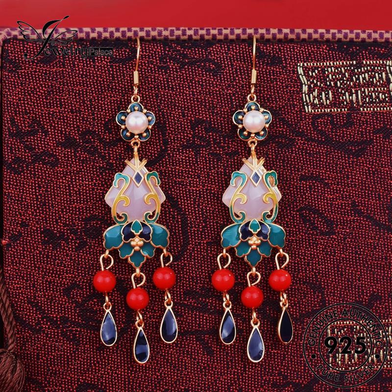 Jewelrypalace 925asli Anting Perak Giok Bulat Stud Wanita E865