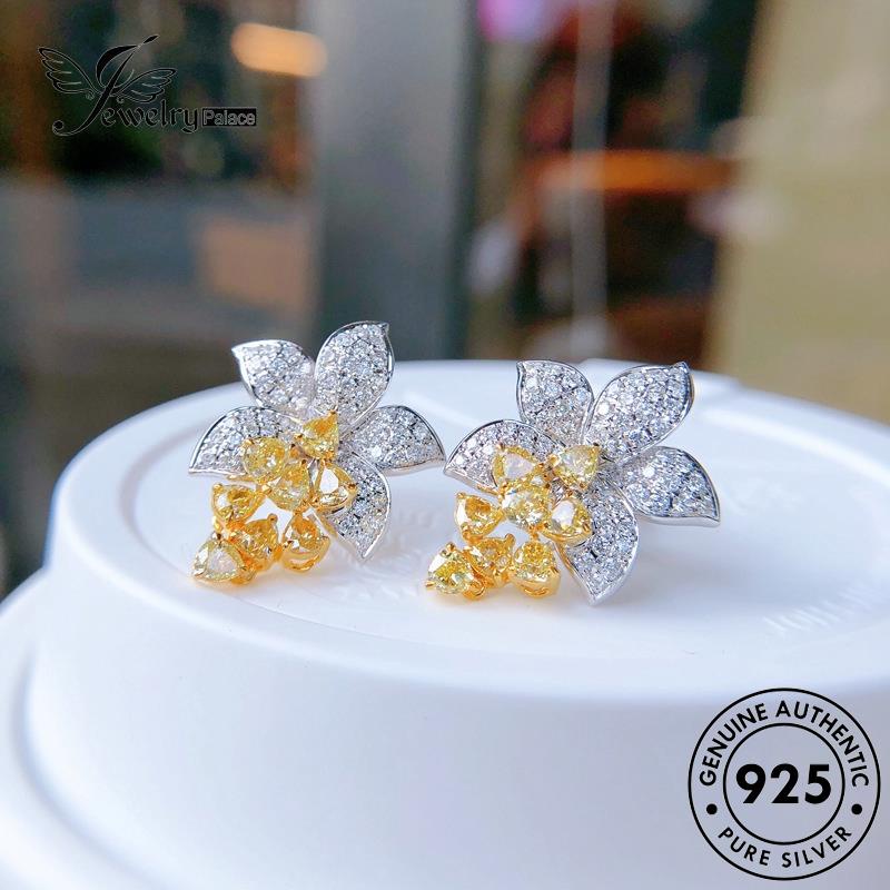 Jewelrypalace Anting925 Citrine Asli The Women Flowers Perak Stud E881