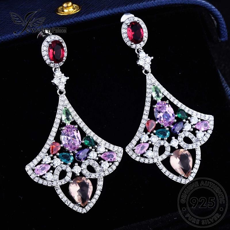 Jewelrypalace Sektor Wanita Emas Pink Anting Kristal Berlian Stud Perak925 Asli E838