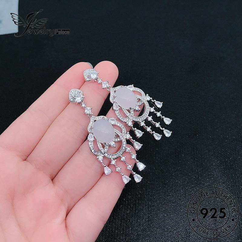 Jewelrypalace Jade Oval925 Anting Perak Asli Wanita Stud E963