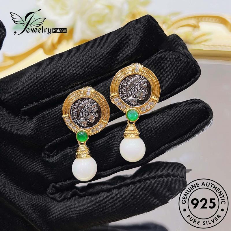 Jewelrypalace Apollo Koin Perak Dewa925Mutiara Wanita Anting Matahari Stud Kuno Asli E972