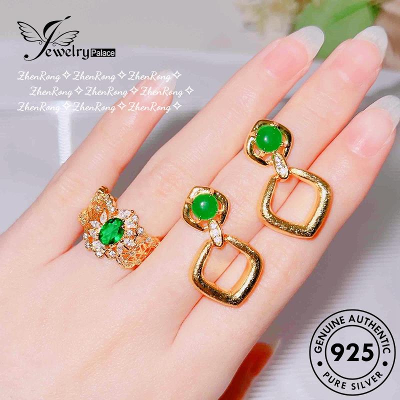 Jewelrypalace Anting Perak Geometri Stud Emerald925 Wanita Asli E997