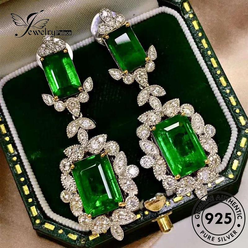 Jewelrypalace Anting Kotak Kolom Wanita Emerald Perak925 Asli Stud E955