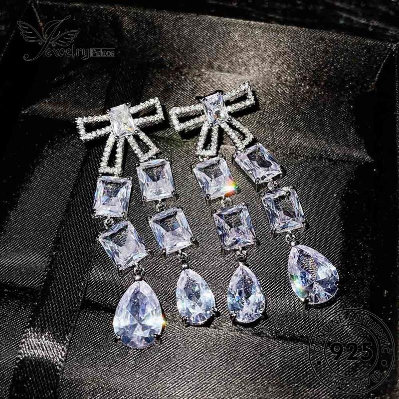 Jewelrypalace Berlian Moissanite Wanita Anting Busur Perak Stud Asli Dasi925 E1047