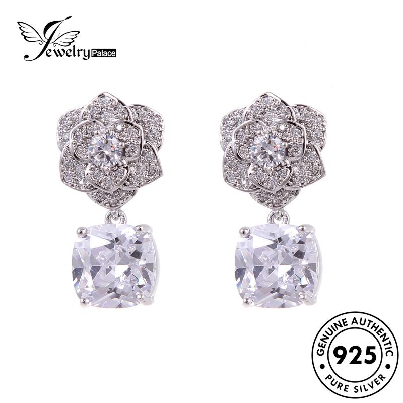 Jewelrypalace Anting Berlian Perak925Asli Camelia Stud Wanita Moissanite E1017