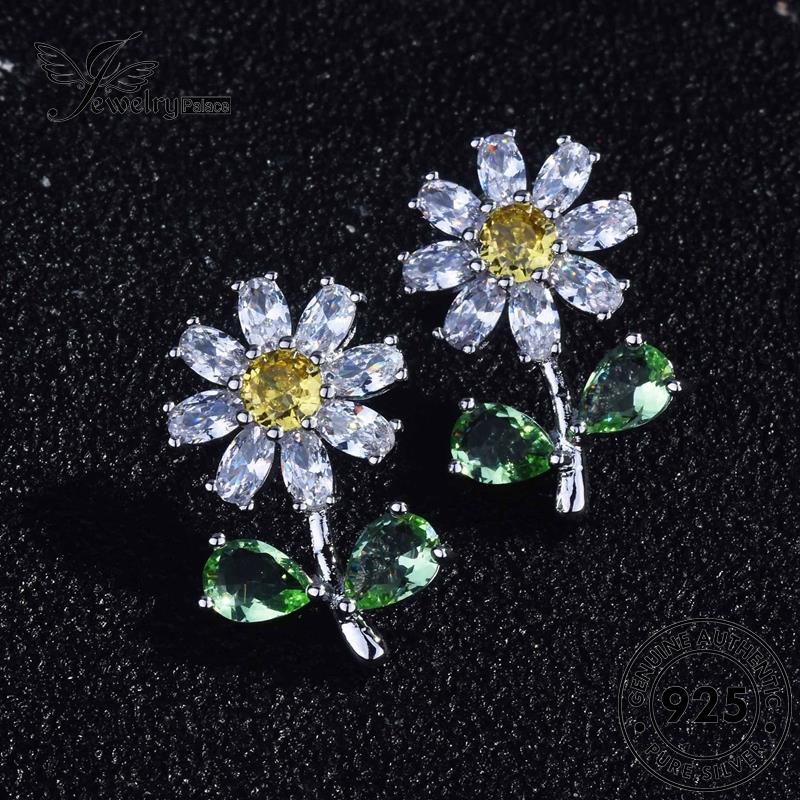 Perhiasantempat Wanita Daisy Asli Citrine Earrings Little925 Stud Perak E1073