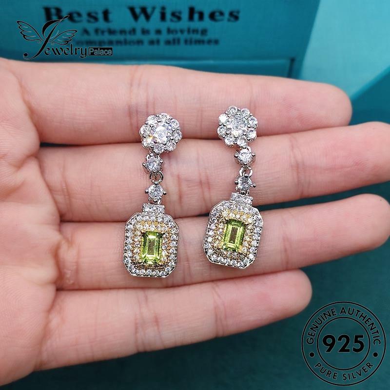 Jewelrypalace Stud Perak925 Persegi Asli Moissanite Anting Berlian Wanita E1104