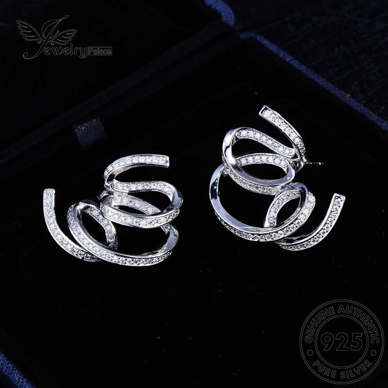 Jewelrypalace Anting Asli Berlian Wanita Twine Stud Perak925 Moissanite E1121