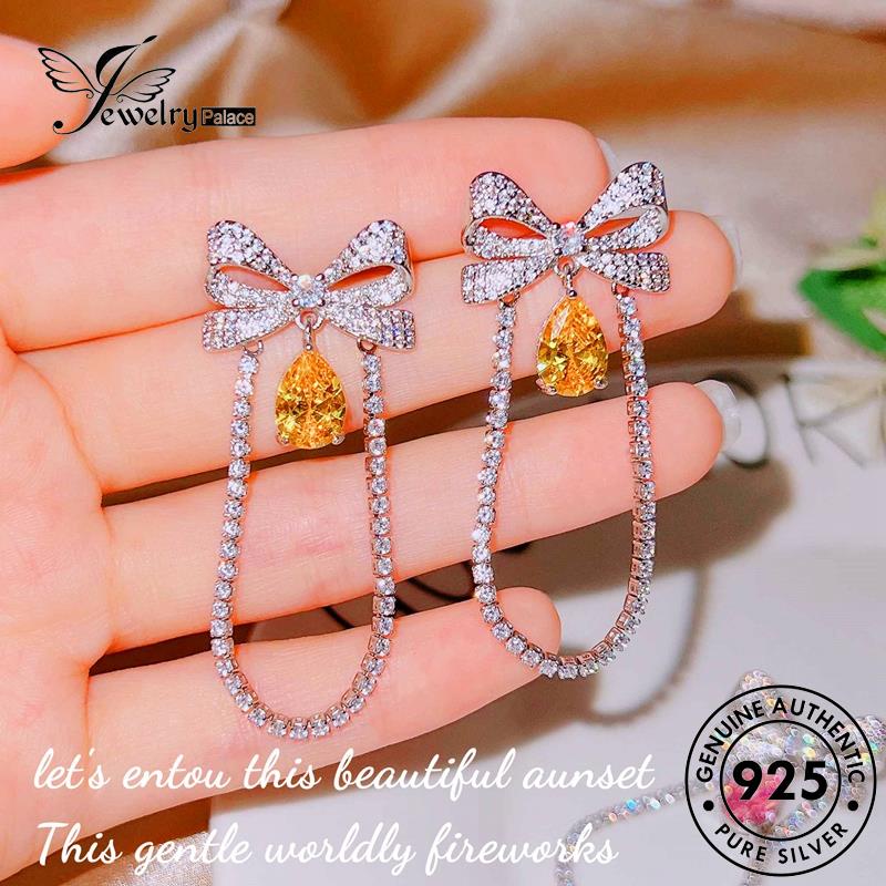 Jewelrypalace Bow Stud Tie Perak925 Asli Wanita Anting Citrine E1144