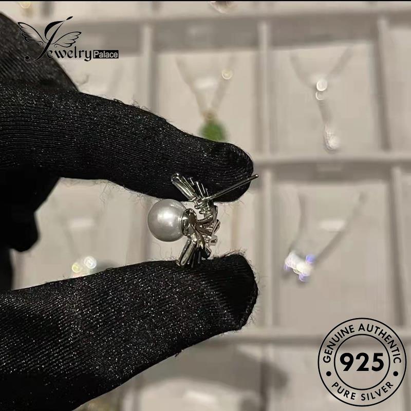 Tempat Perhiasan Wanita Asli925 Stud Kipas Silver Anting Mutiara E1219