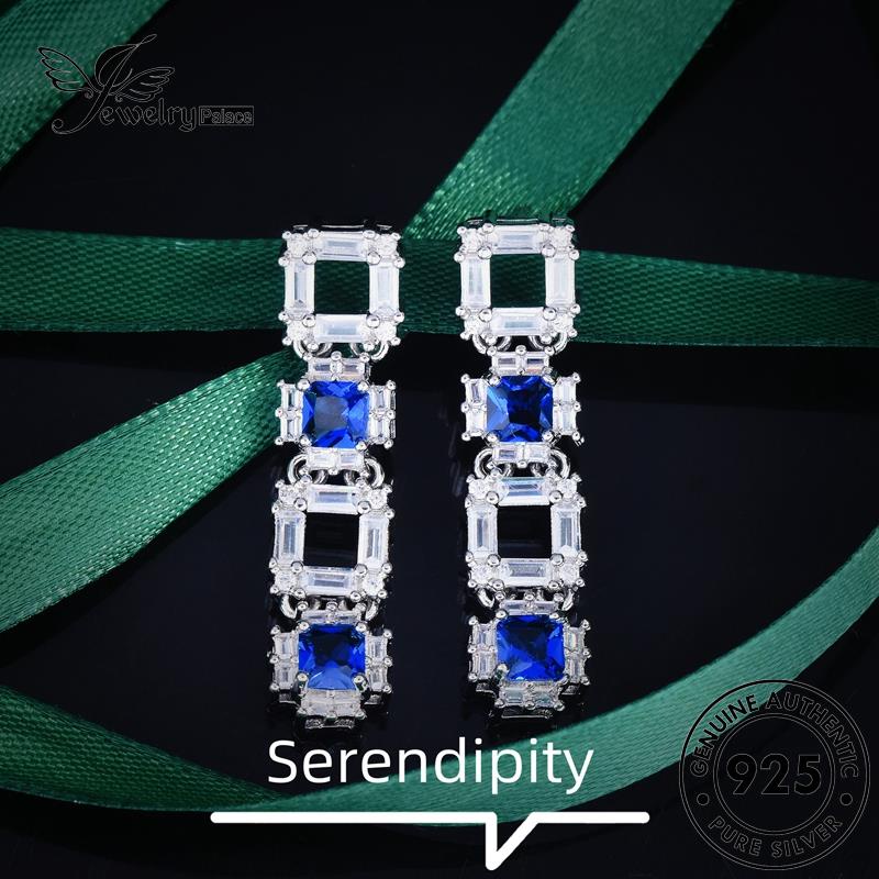Jewelrypalace Stud Sapphire Kotak925 Wanita Asli Anting Perak E1225