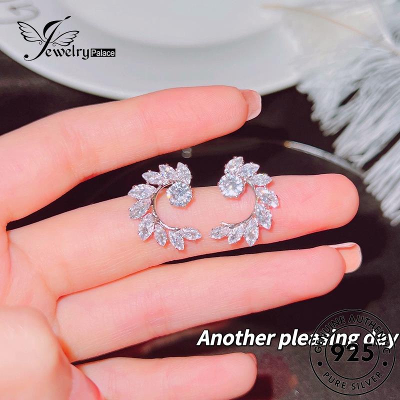 Jewelrypalace Stud Daun Asli925 Moissanite Wanita Anting Berlian Perak E1230