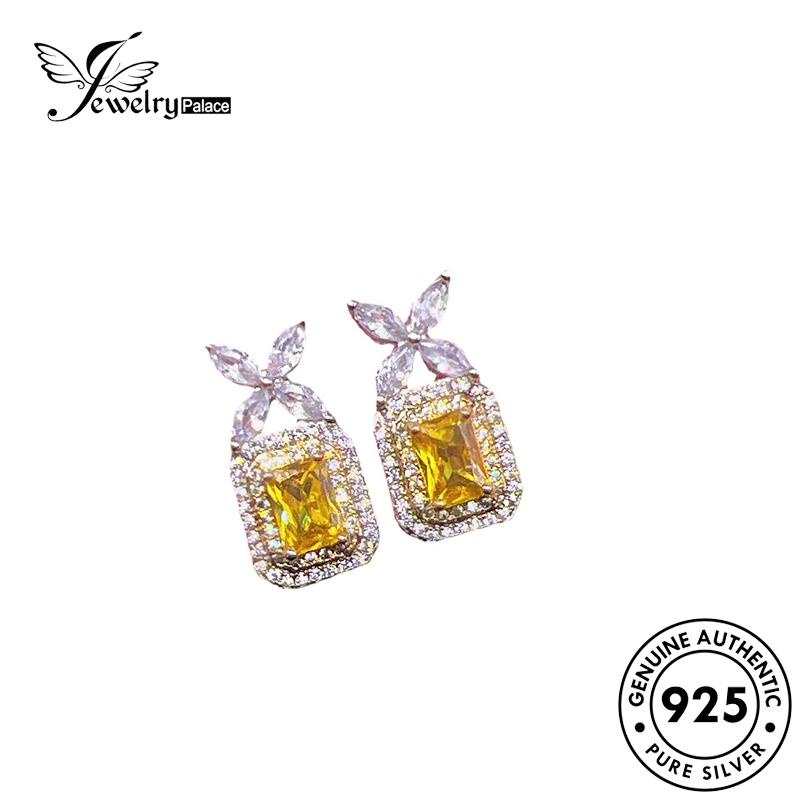 Jewelrypalace Original Tusuk Busur Perak Citrine Dasi925 Anting Wanita E1272