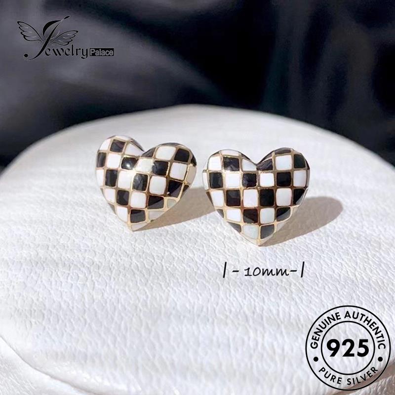 Jewelrypalace Anting Perak Tusuk Asli Wanita925 Checkerboard E1273