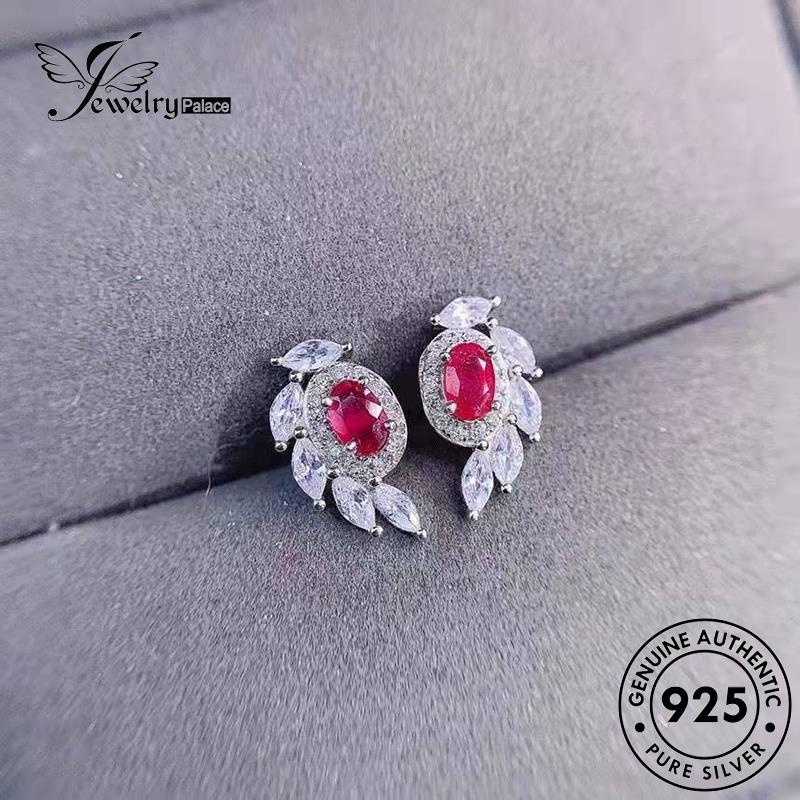 Jewelrypalace Anting Perak925 Sayap Malaikat Wanita Asli Ruby Stud E1258