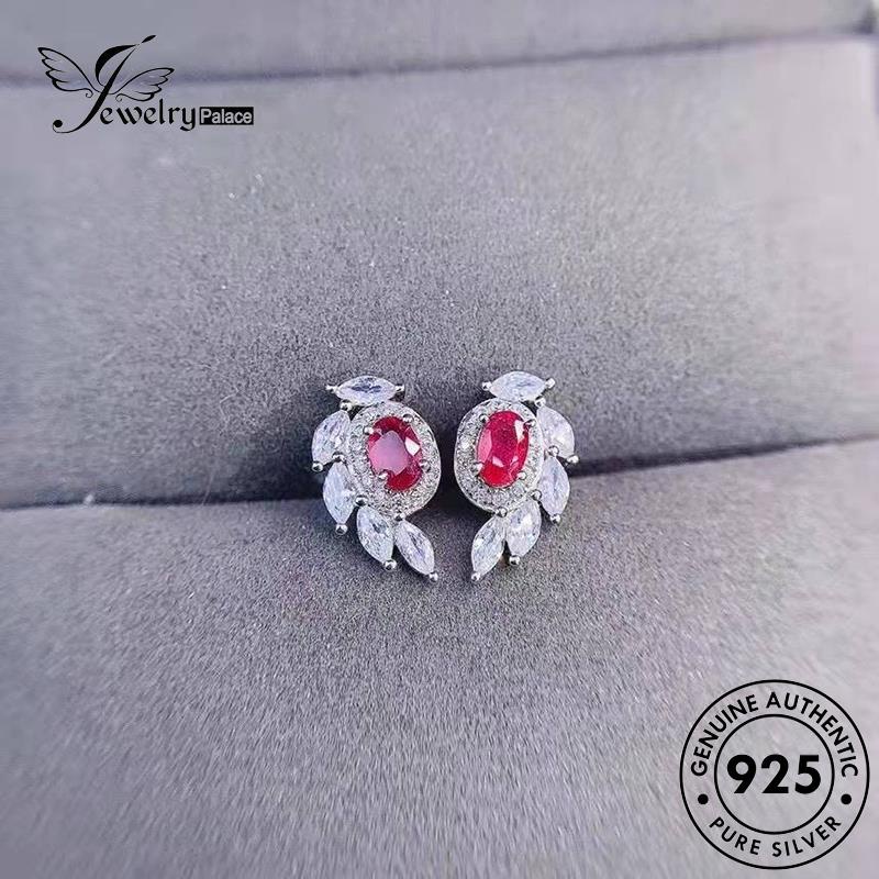 Jewelrypalace Anting Perak925 Sayap Malaikat Wanita Asli Ruby Stud E1258